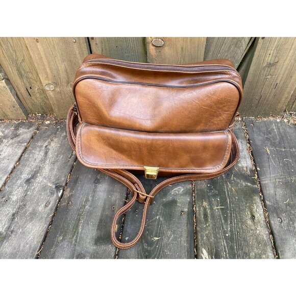 Vintage 1970s AMIIET Leather Camera Bag Brown GENUINE LEATHER Multi Purpose - Picture 5 of 12